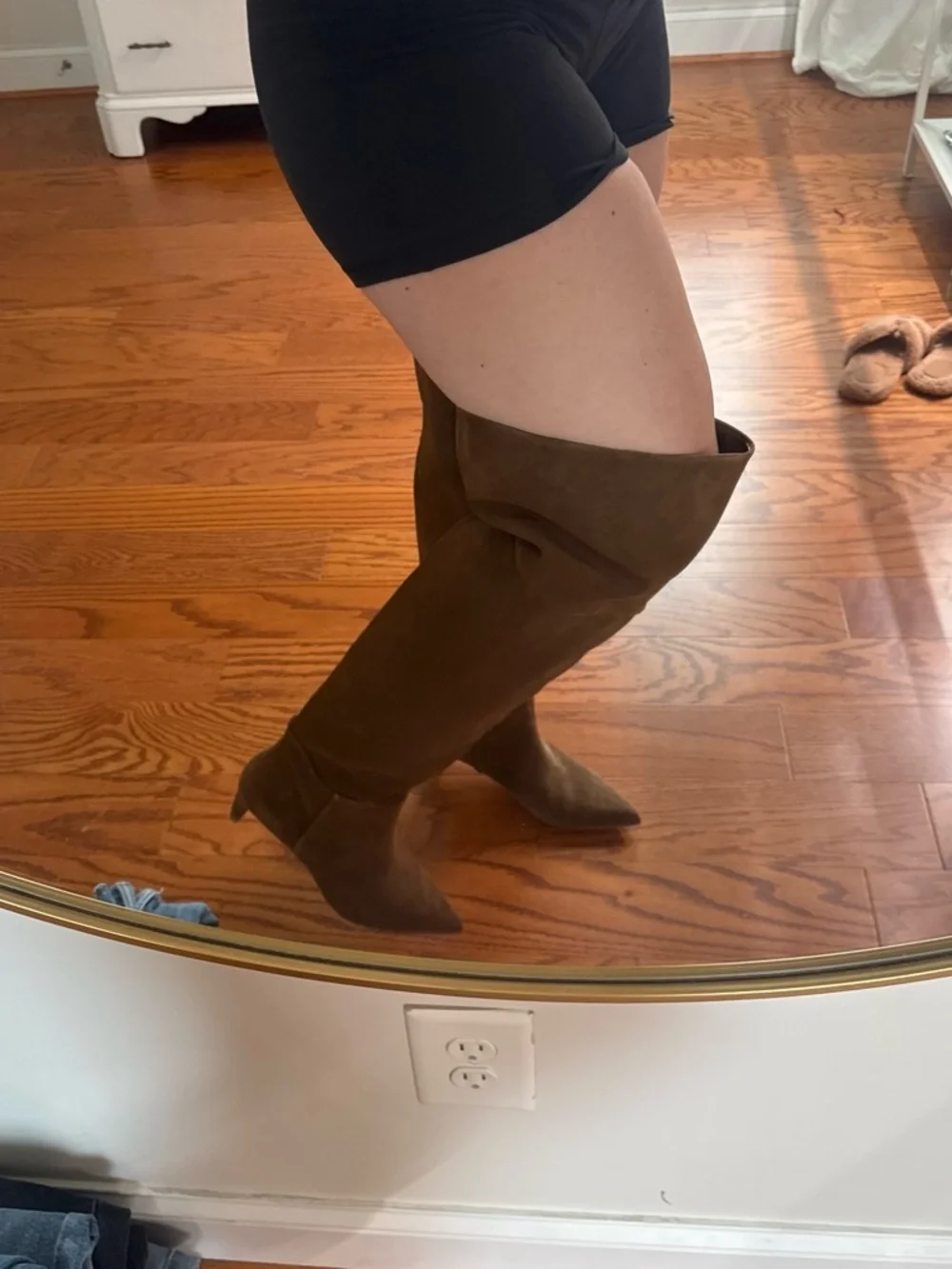 Vince wide calf thigh high Women's Brown Suede Knee-High Boots